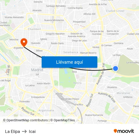 La Elipa to Icai map