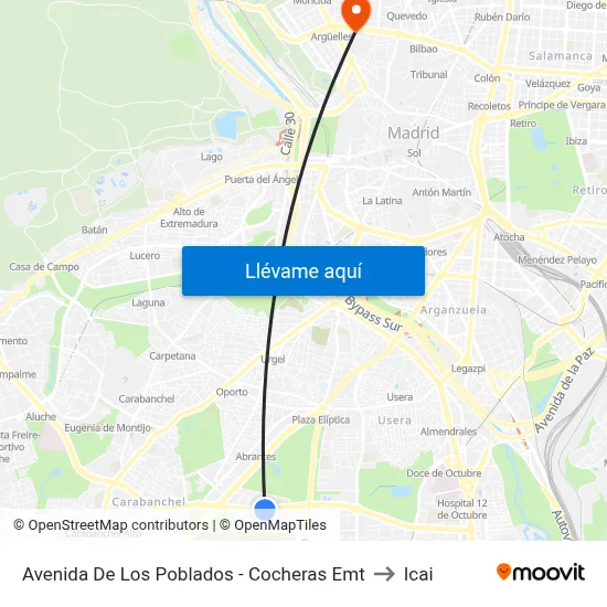 Avenida De Los Poblados - Cocheras Emt to Icai map