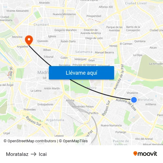 Moratalaz to Icai map