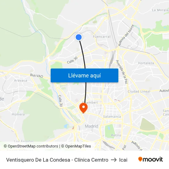 Ventisquero De La Condesa - Clínica Cemtro to Icai map
