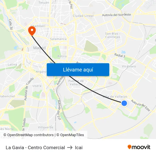 La Gavia - Centro Comercial to Icai map