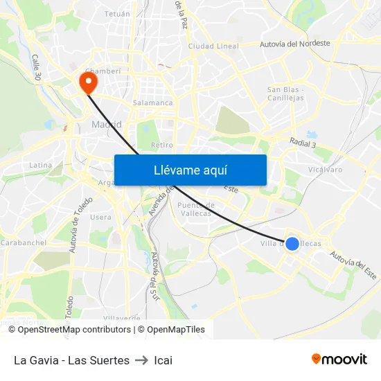 La Gavia - Las Suertes to Icai map