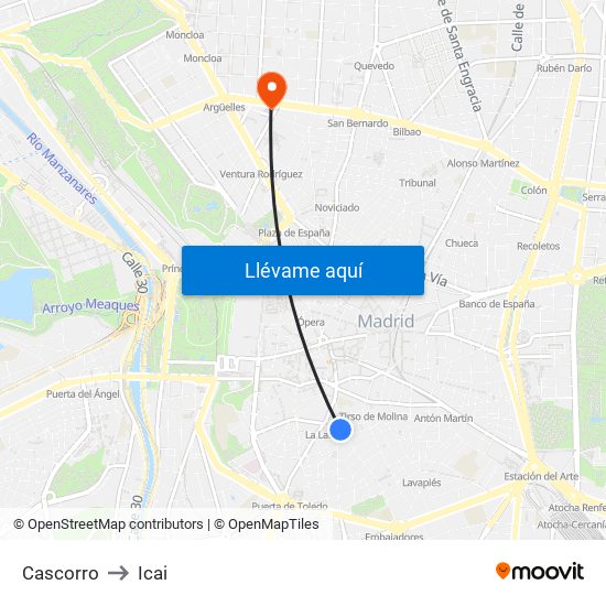 Cascorro to Icai map