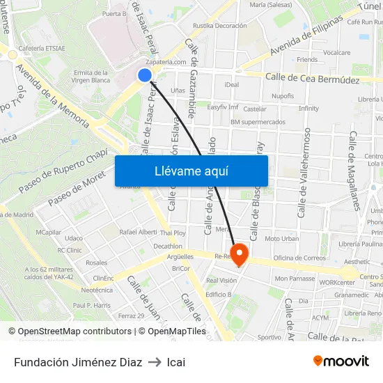 Fundación Jiménez Diaz to Icai map
