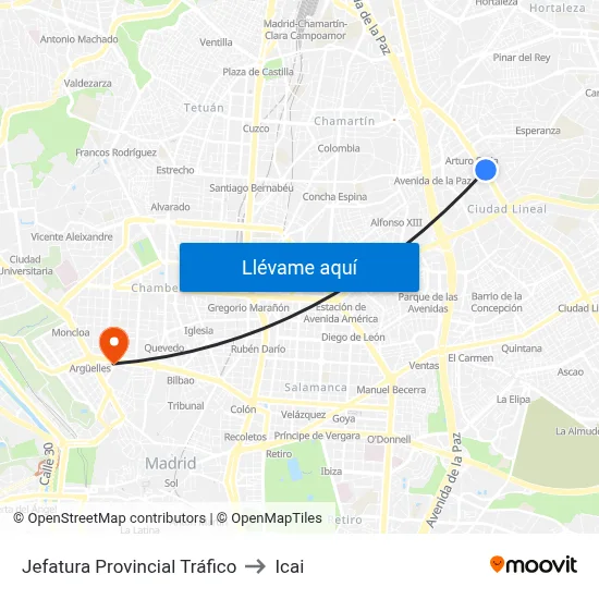 Jefatura Provincial Tráfico to Icai map