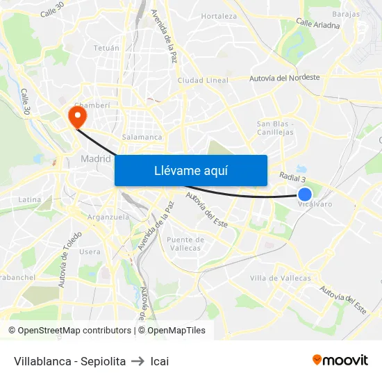 Villablanca - Sepiolita to Icai map