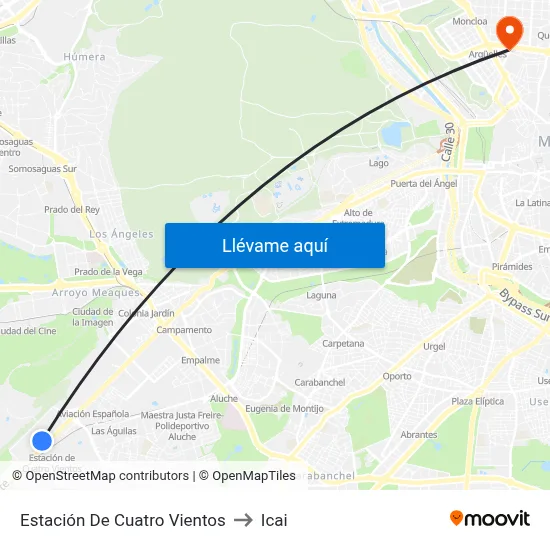 Estación De Cuatro Vientos to Icai map