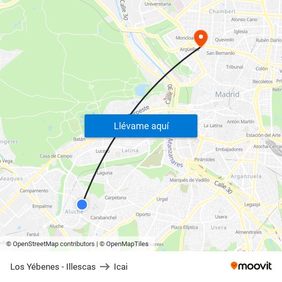 Los Yébenes - Illescas to Icai map