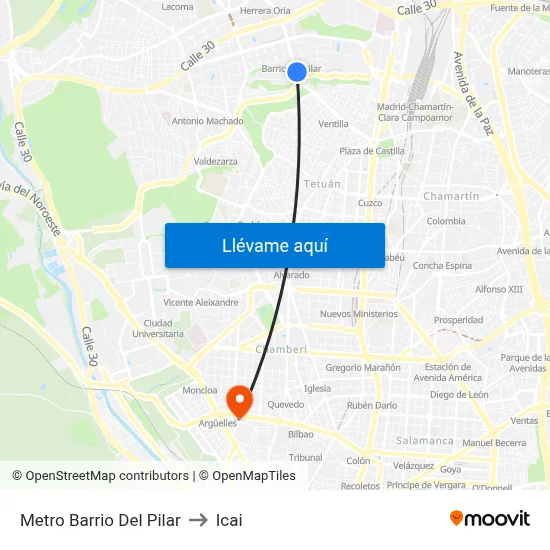Metro Barrio Del Pilar to Icai map