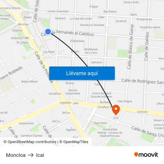 Moncloa to Icai map