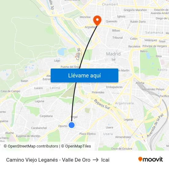 Camino Viejo Leganés - Valle De Oro to Icai map