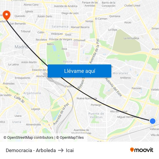 Democracia - Arboleda to Icai map