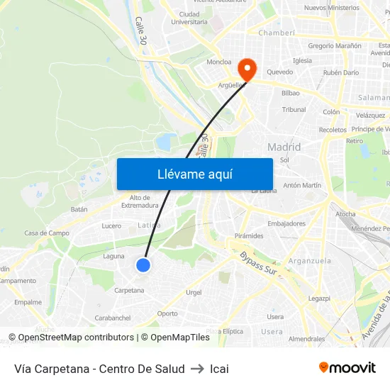 Vía Carpetana - Centro De Salud to Icai map