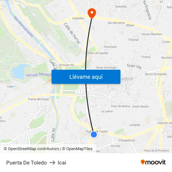 Puerta De Toledo to Icai map