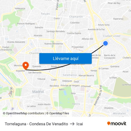 Torrelaguna - Condesa De Venadito to Icai map