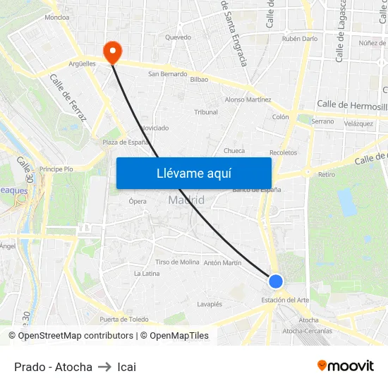 Prado - Atocha to Icai map