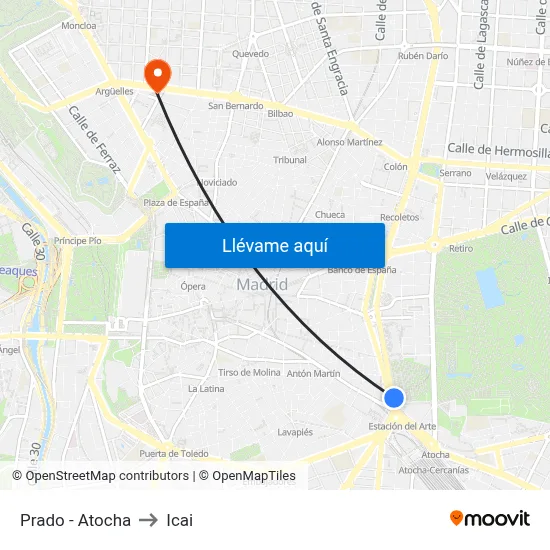 Prado - Atocha to Icai map