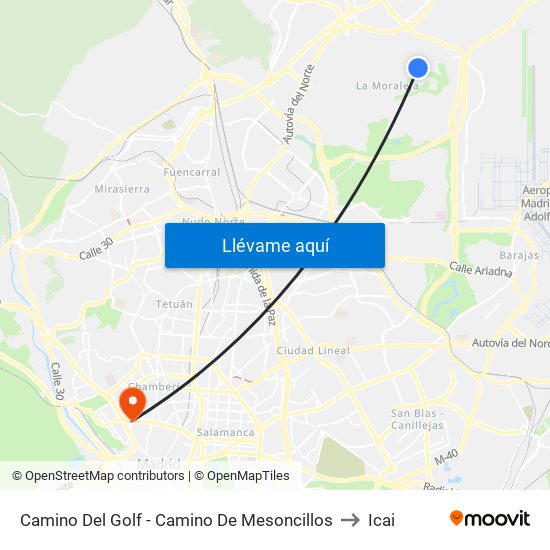 Camino Del Golf - Camino De Mesoncillos to Icai map