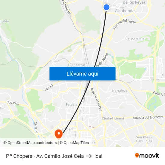 P.º Chopera - Av. Camilo José Cela to Icai map