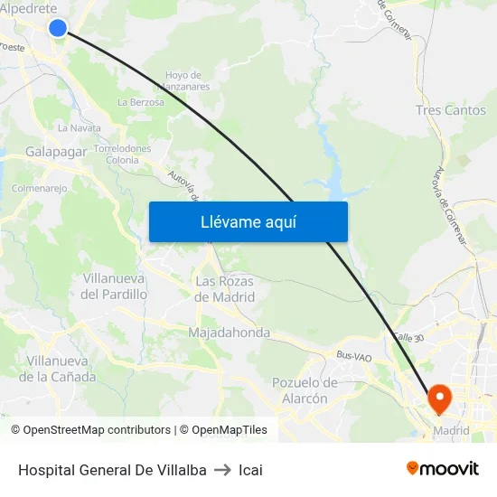 Hospital General De Villalba to Icai map