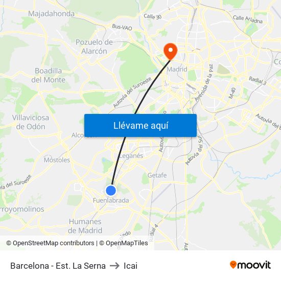 Barcelona - Est. La Serna to Icai map