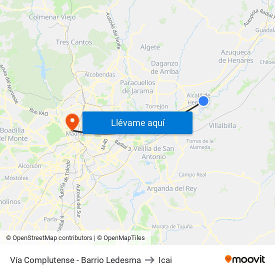 Vía Complutense - Barrio Ledesma to Icai map