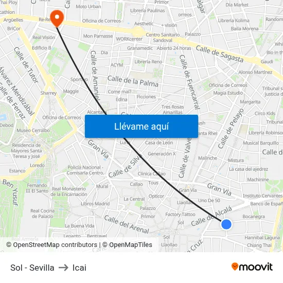 Sol - Sevilla to Icai map