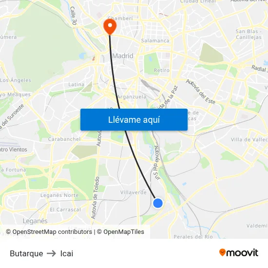 Butarque to Icai map