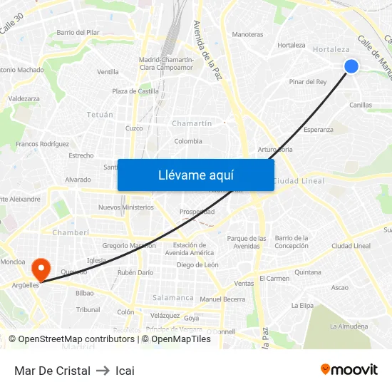 Mar De Cristal to Icai map