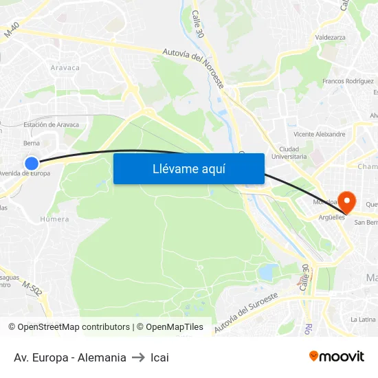 Av. Europa - Alemania to Icai map