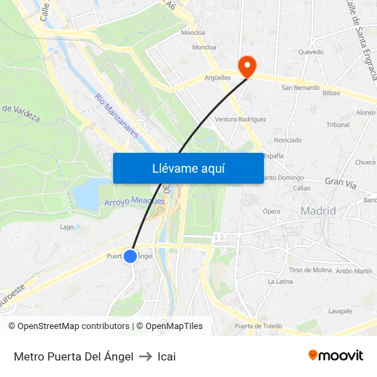 Metro Puerta Del Ángel to Icai map