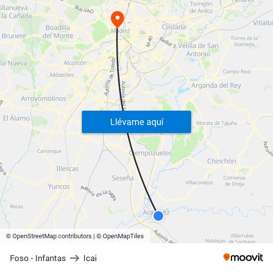 Foso - Infantas to Icai map