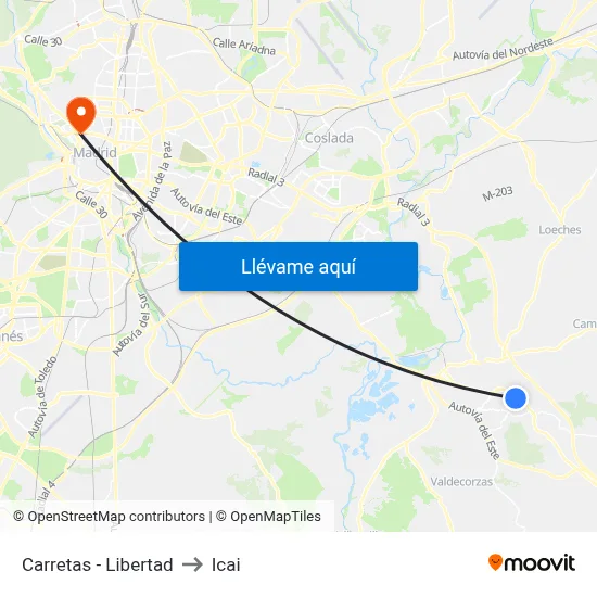 Carretas - Libertad to Icai map