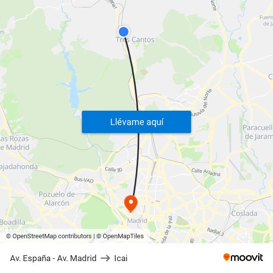 Av. España - Av. Madrid to Icai map