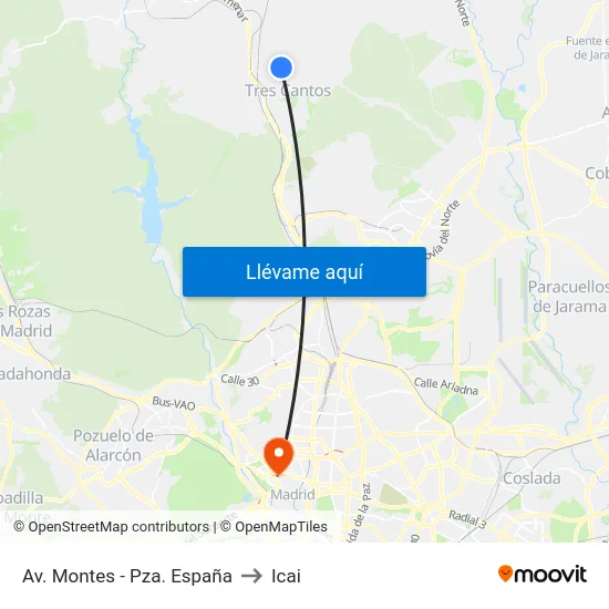 Av. Montes - Pza. España to Icai map