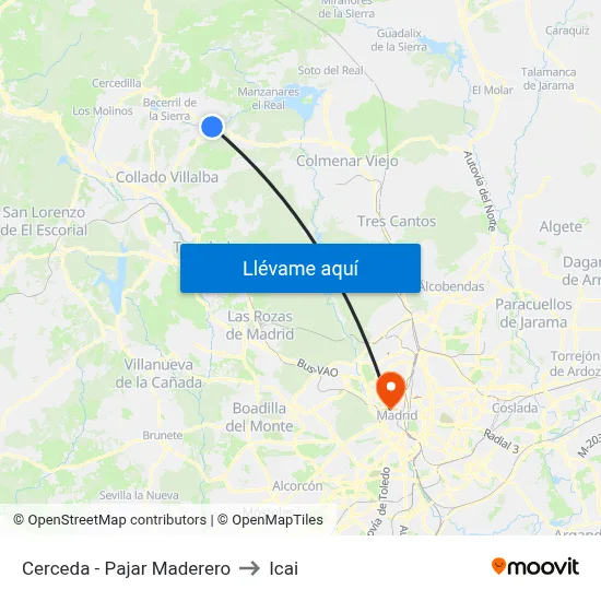 Cerceda - Pajar Maderero to Icai map