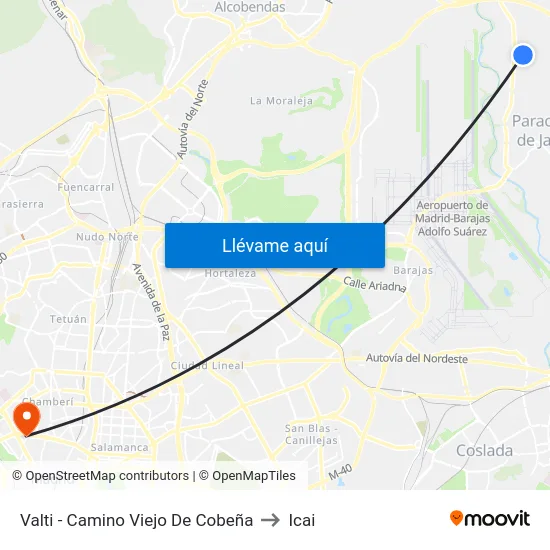 Valti - Camino Viejo De Cobeña to Icai map