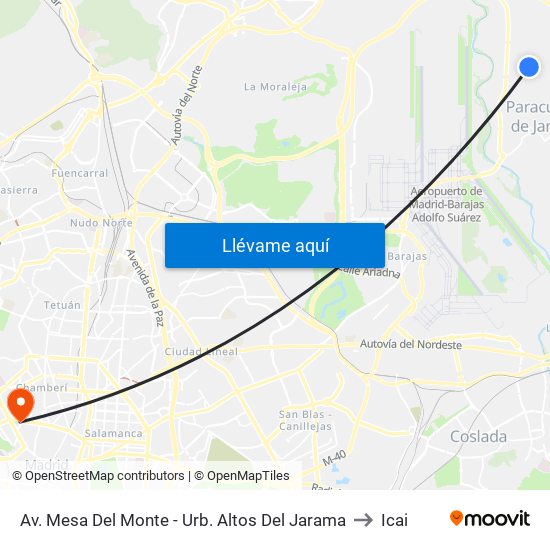Av. Mesa Del Monte - Urb. Altos Del Jarama to Icai map