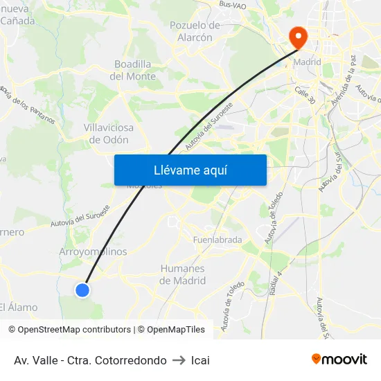 Av. Valle - Ctra. Cotorredondo to Icai map
