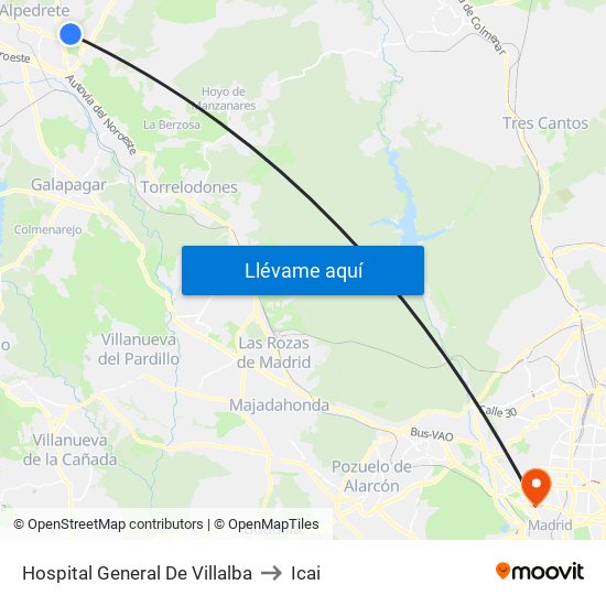 Hospital General De Villalba to Icai map