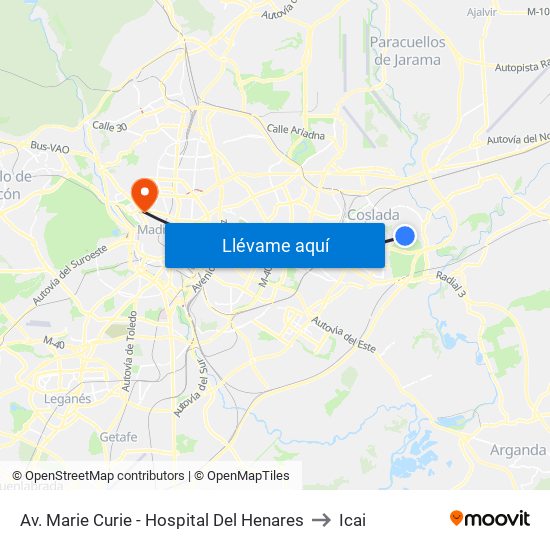 Av. Marie Curie - Hospital Del Henares to Icai map