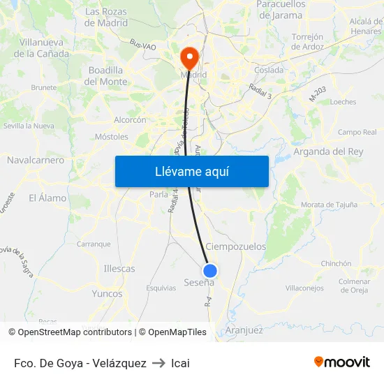 Fco. De Goya - Velázquez to Icai map