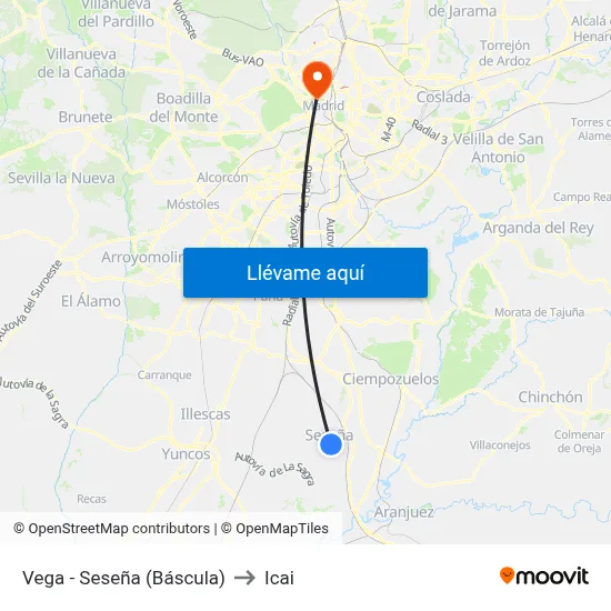 Vega - Seseña (Báscula) to Icai map