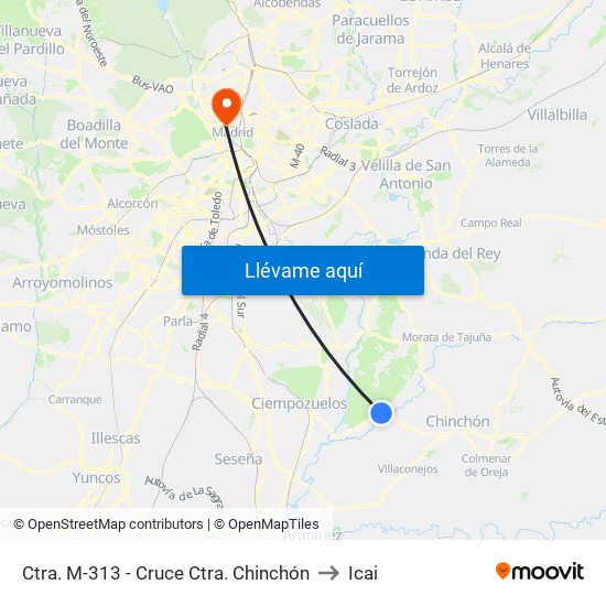 Ctra. M-313 - Cruce Ctra. Chinchón to Icai map