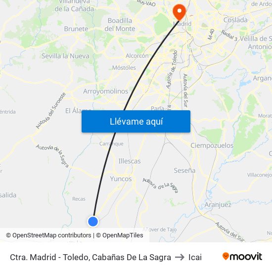 Ctra. Madrid - Toledo, Cabañas De La Sagra to Icai map