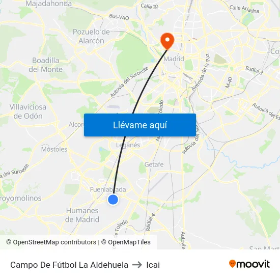 Campo De Fútbol La Aldehuela to Icai map