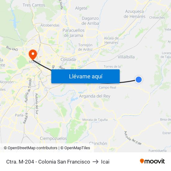 Ctra. M-204 - Colonia San Francisco to Icai map