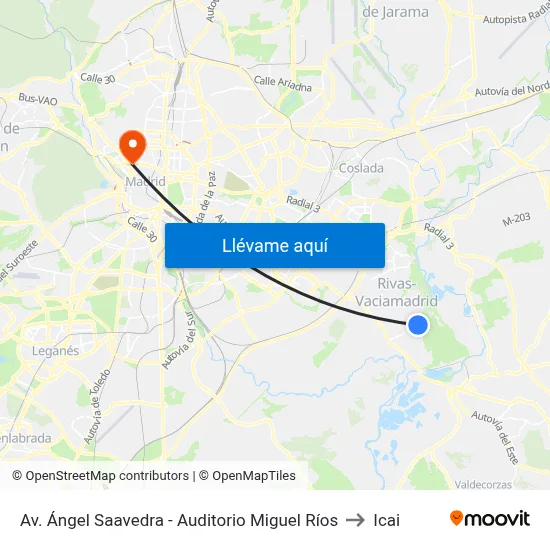 Av. Ángel Saavedra - Auditorio Miguel Ríos to Icai map