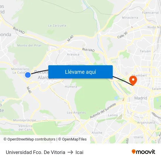 Universidad Fco. De Vitoria to Icai map