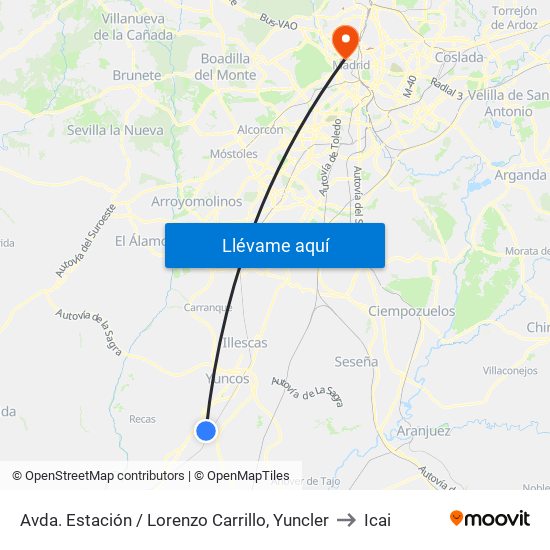Avda. Estación / Lorenzo Carrillo, Yuncler to Icai map